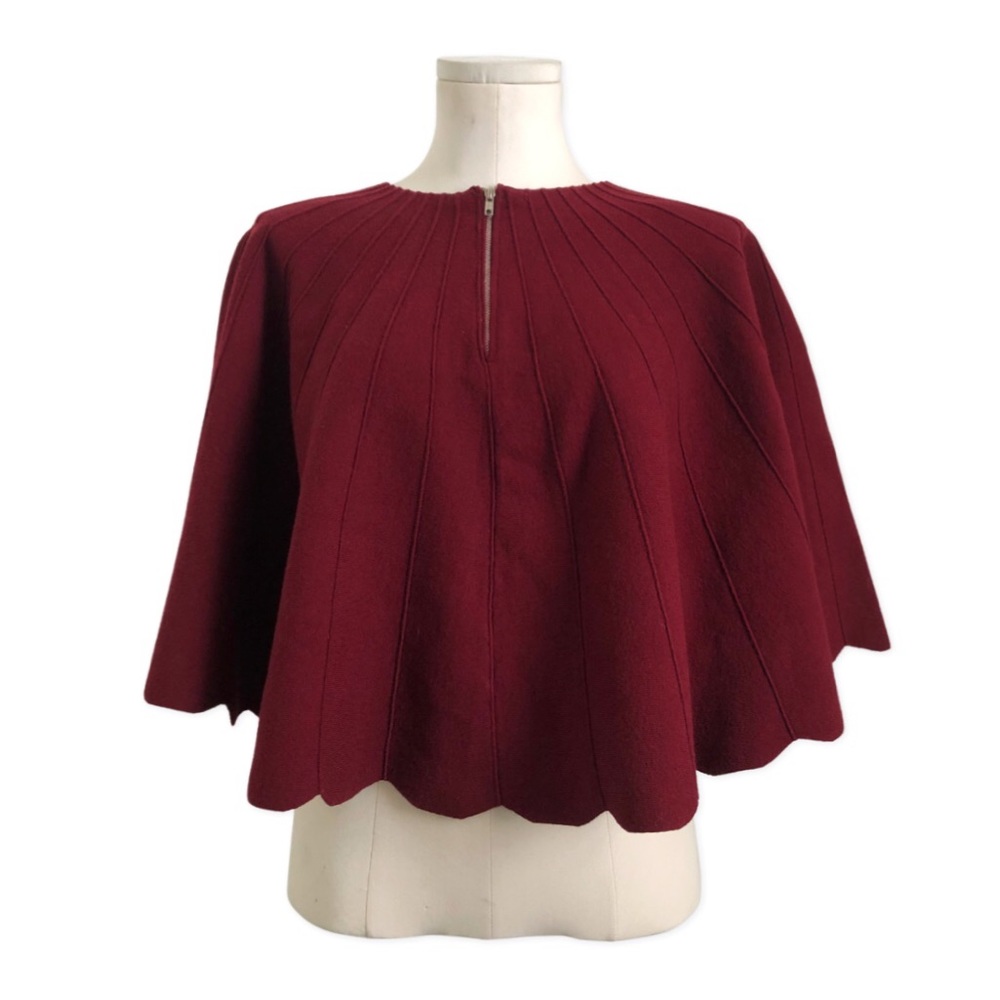 Burgundy Rabbit Blend Capelet Poncho G24